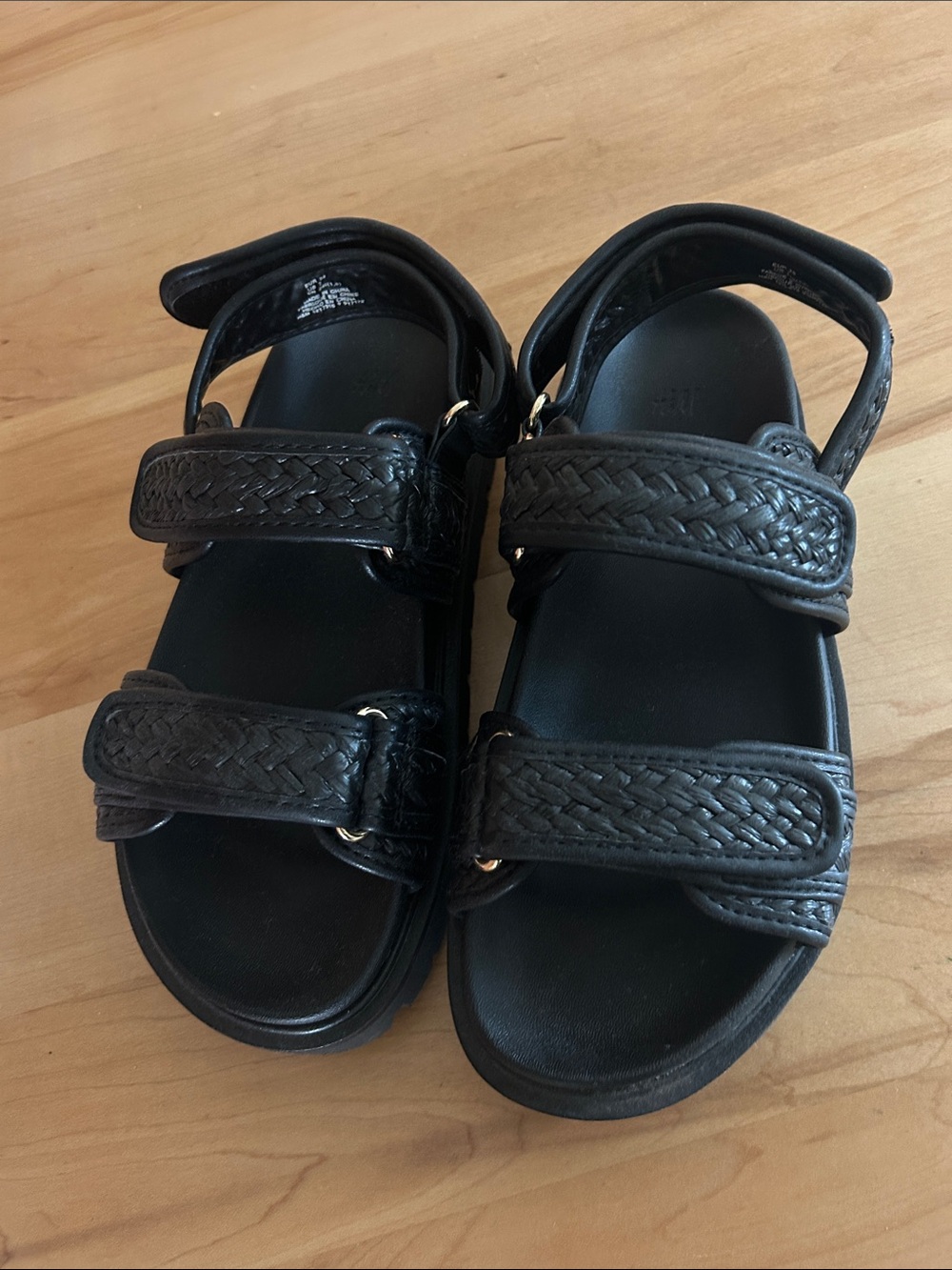 H&M Black Braided-Strap Velcro Sandals